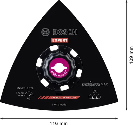 Шліфувальна пластина Bosch EXPERT MAVZ 116 RT2 з твердим сплавом, зернистість 20.