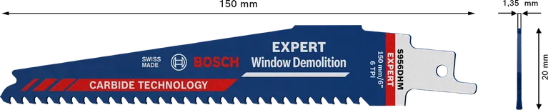 Пильне полотно для зворотно-поступальної пилки Bosch EXPERT для демонтажу вікон 150 мм.