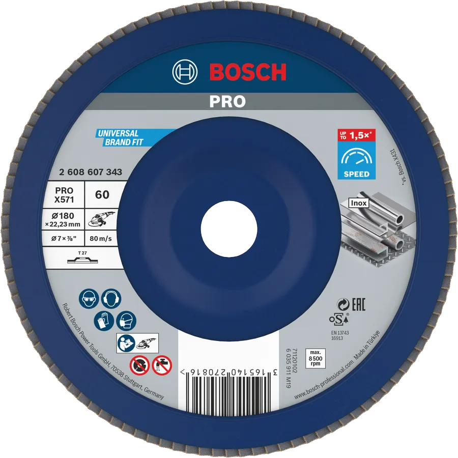 Шліфувальний диск Bosch PRO X571 180 мм G60 для шліфування металу.