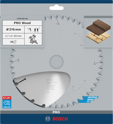 Дискова пилкова пилка Bosch PRO Wood 216×2×30 мм T24.