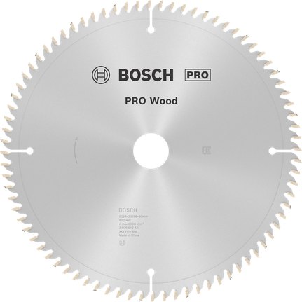 Дисковий пилковий диск Bosch PRO Wood 254 мм T80 для тонкого різання.