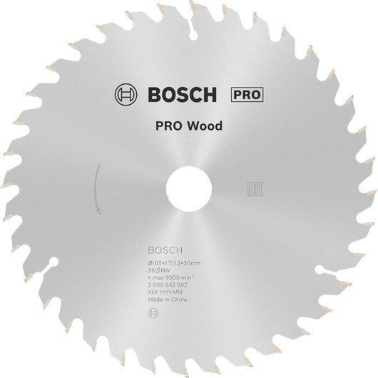 Дисковий пилковий диск Bosch PRO Wood 165 мм T36 для тонкого різання.