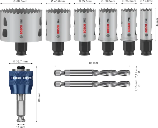 Набір коронок Bosch PRO Multi Material PC Plus, 9 предм.