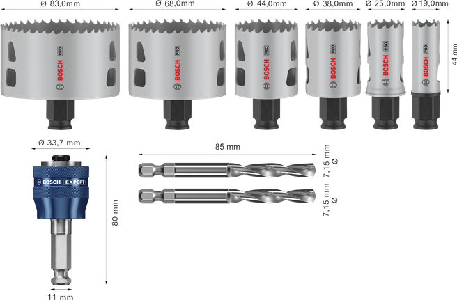 Набір коронок Bosch PRO Multi Material PC Plus, 9 предм.
