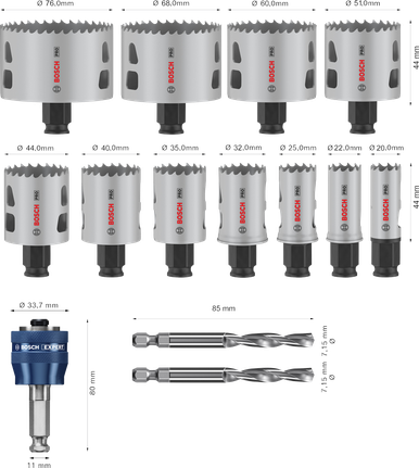 Набір коронок Bosch PRO Multi Material PC Plus, 14 предм.