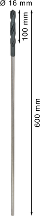 Монтажне свердло Bosch PRO Wood HSS 16 мм, довжина 600 мм.
