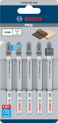 Полотна для лобзика Bosch PRO Hardwood clean T101BF 100 мм, 5 шт.