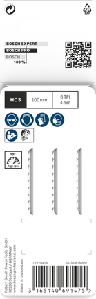 Полотна для лобзика Bosch PRO Plastics PP clean T102D 100 мм, 3 шт.
