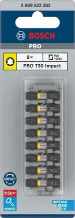 Набір з 8 біт Bosch PRO Torx T30 25 мм.