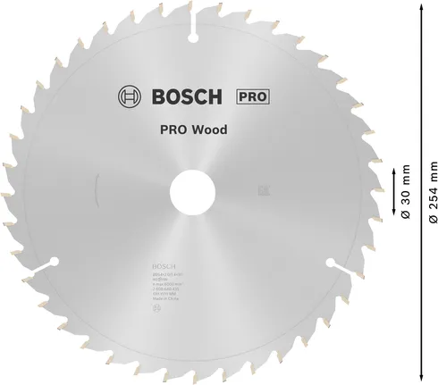 Дисковий пильний диск Bosch PRO Wood 254 мм T40 для деревини.