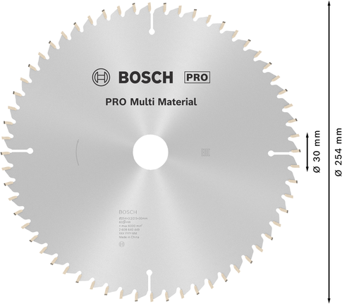 Дисковий пильний диск Bosch PRO Multi Material, 254 мм, 60 зубців.