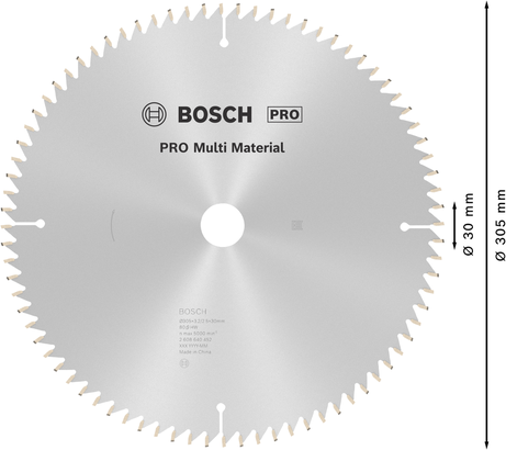 Дисковий пильний диск Bosch PRO Multi Material 305 мм, T80.