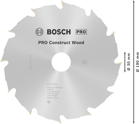 Дискове пильне полотно Bosch PRO Construct Wood 190 мм.