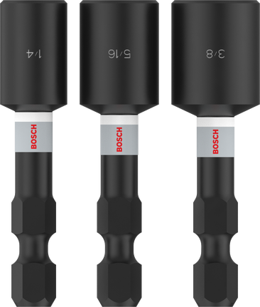 Набір ударних гайкових ключів Bosch PRO, шестигранний хвостовик 1/4", 3 розміри.