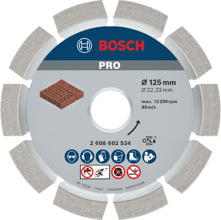 Алмазний диск Bosch PRO Mortar 125 мм для різання цегли.