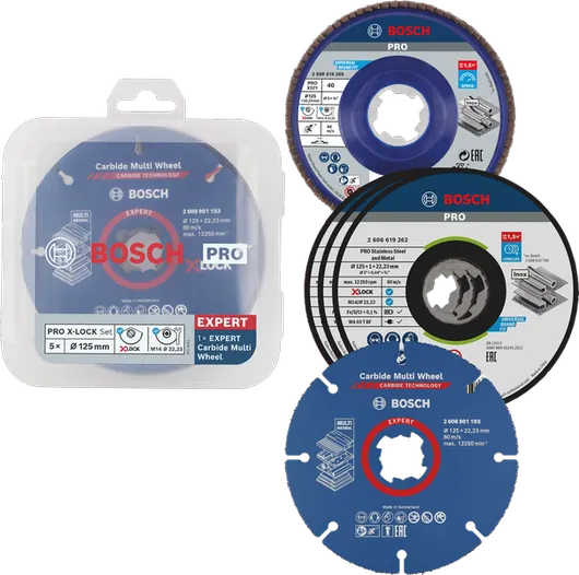 Набір інструментів для різання та шліфування Bosch PRO X-Lock 125 мм, 5 предметів.