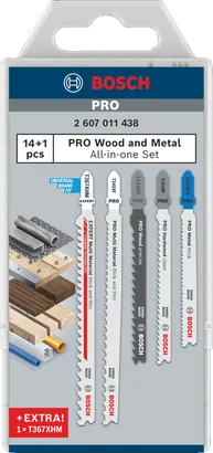Набір полотен для лобзика Bosch PRO Wood and Metal «все в одному», 15 предм.