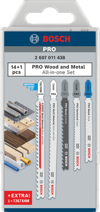 Набір полотен для лобзика Bosch PRO Wood and Metal «все в одному», 15 предм.