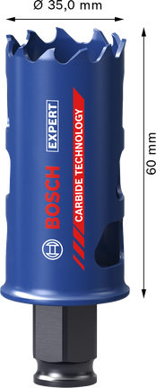 Кільцева пилка Bosch EXPERT Multi Material 35 мм із твердосплавними зубцями.