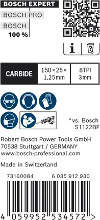 Пильне полотно Bosch EXPERT Thick Tough Metal S 955 CHC 8TPI.