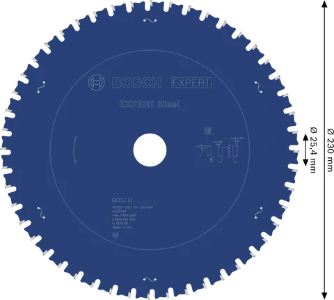 Дискова пилкова пилка Bosch EXPERT Steel, 230 мм T48.