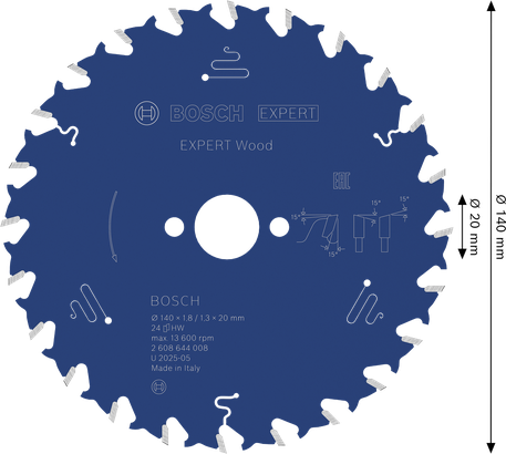 Дискова пилкова пилка Bosch EXPERT Wood 140 мм T24.
