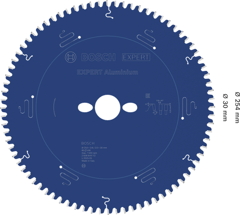 Алюмінієве дискове пильне полотно Bosch EXPERT, 254 мм, 80 зубців.