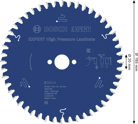 Дискова пилкова пилка для ламінату високого тиску Bosch EXPERT 165 мм.