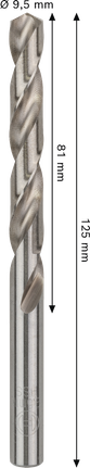 Спіральне свердло Bosch PRO Metal HSS-G 9,5 мм, довжина 125 мм.