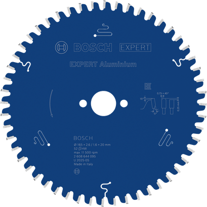 Алюмінієве дискове пильне полотно Bosch EXPERT, 165 мм, 52 зубці.