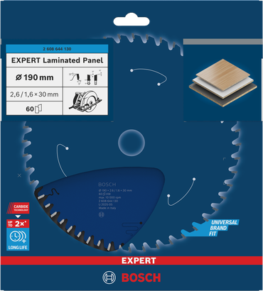 Дискове пильне полотно Bosch EXPERT для ламінованих панелей 190×2,6/1,6×30 мм T60.