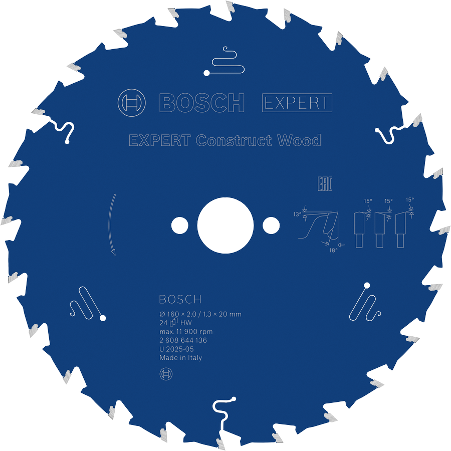 Дисковий пилковий диск Bosch EXPERT Construct Wood, 160 мм T24.