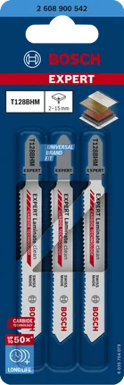 Набір з 3 карбідних полотен для лобзика Bosch EXPERT Laminate Clean T128BHM.