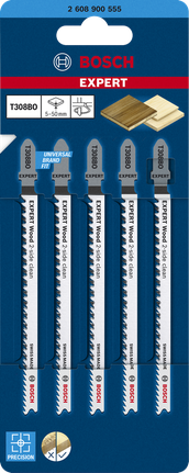 Полотна для лобзика Bosch EXPERT Wood 2-стороннє очищення T308BO, 5 шт.