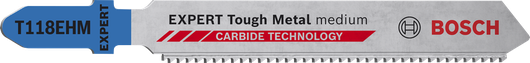 Полотно для лобзика Bosch EXPERT Tough Metal T118EHM з твердосплавними зубцями.