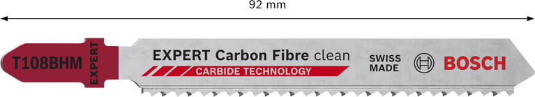 Полотно для лобзика Bosch EXPERT Carbon Fibre Clean T108BHM з твердосплавними зубцями.