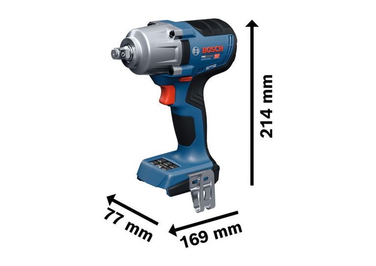 Розміри акумуляторного ударного гайковерта Bosch GDS18V-450H.
