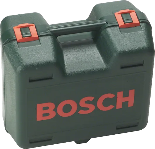 Пластиковий кейс для інструментів Bosch з ручкою та червоними засувками.