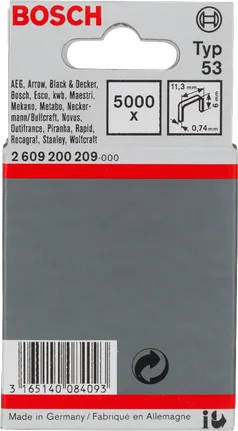 Grapas Bosch Typ 53 11,3×0,74 mm.