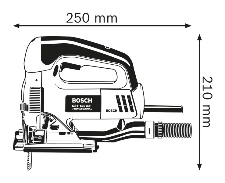 Diagrama de dimensiones de la sierra de calar.