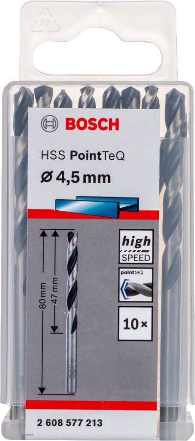 Juego de brocas helicoidales Bosch HSS PointTeQ de 4,5 mm.