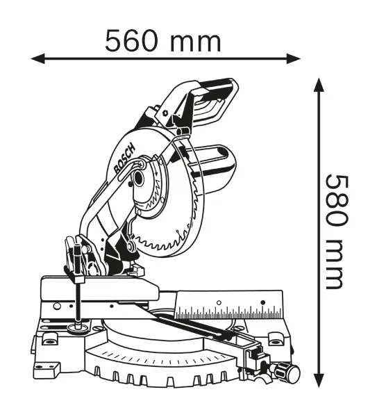 Dimensiones de la sierra ingletadora.