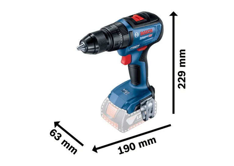 Taladro inalámbrico Bosch GSB 18V-50 con diseño compacto.