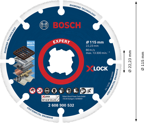 Disco de corte EXPERT Diamond Metal Wheel X-LOCK de 115 mm - Bosch  Professional
