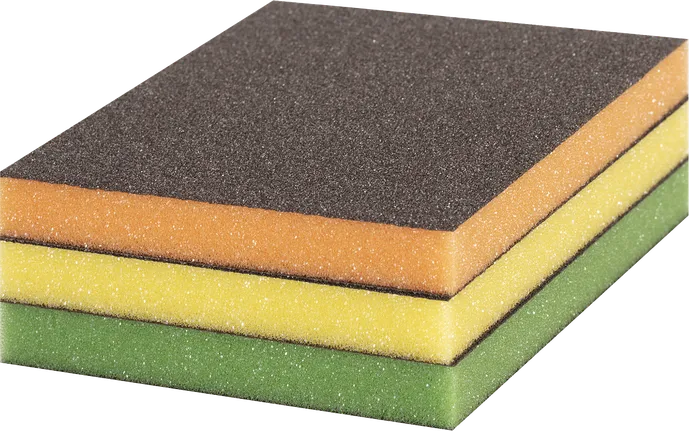 Platos lijadores Bosch EXPERT S473 en naranja, amarillo y verde.