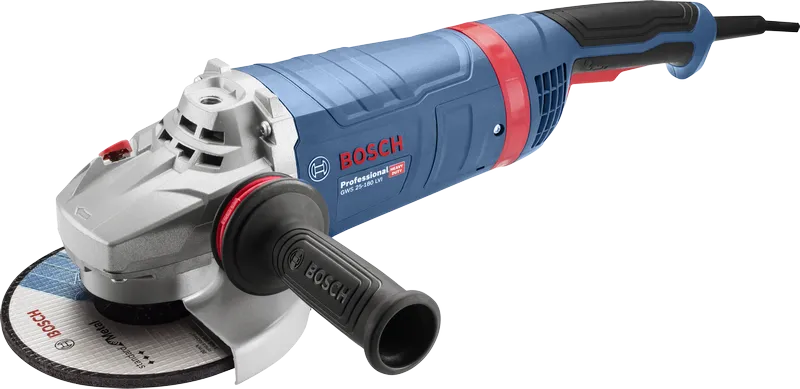 Amoladora angular Bosch GWS 25-180 LVI con empuñadura lateral.