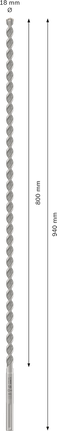 Broca para taladro percutor Bosch PRO SDS max-4 de 18 x 800 x 940 mm.