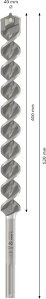 Broca para taladro percutor Bosch PRO SDS max-4 de 40 x 400 x 520 mm.