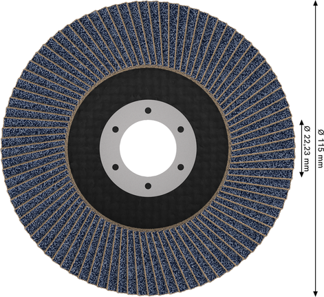 Disco de láminas Bosch PRO X571 115 mm G80 para desbaste de metales.