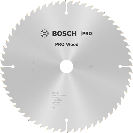 Hoja de sierra circular Bosch PRO Wood de 254 mm para cortar madera.